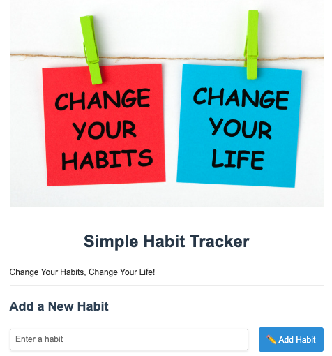 Screenshot of Simple Habit Tracker project